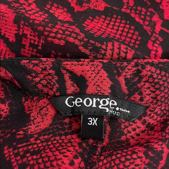😍SHOW SPECIAL - GEORGE Red Snakeprint Lpng Sleeve Sheer Blouse size 3X - Picture 5 of 8